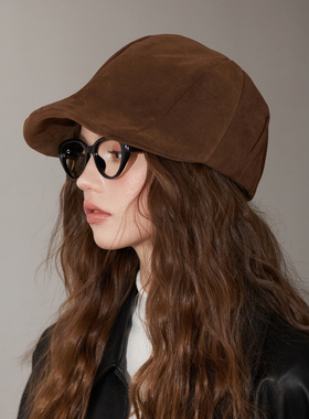 复古老钱风前进帽男女高级感小众山本风显瘦报童帽咖啡色画家帽子