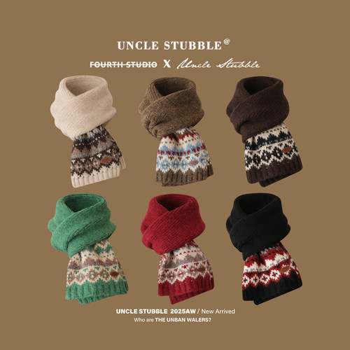 冬季阿勒泰保暖提花针织小围巾