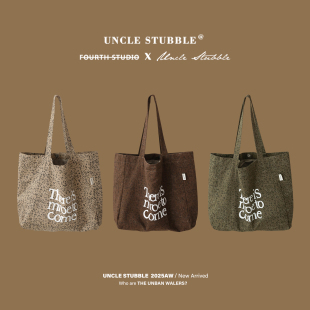 秋冬大容量单肩托特包韩国ins风潮流街拍豹纹包包咖啡色帆布包女