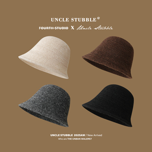 秋冬加厚毛呢渔夫帽女日系气质圆顶盆帽防寒保暖素颜台灯帽显脸小