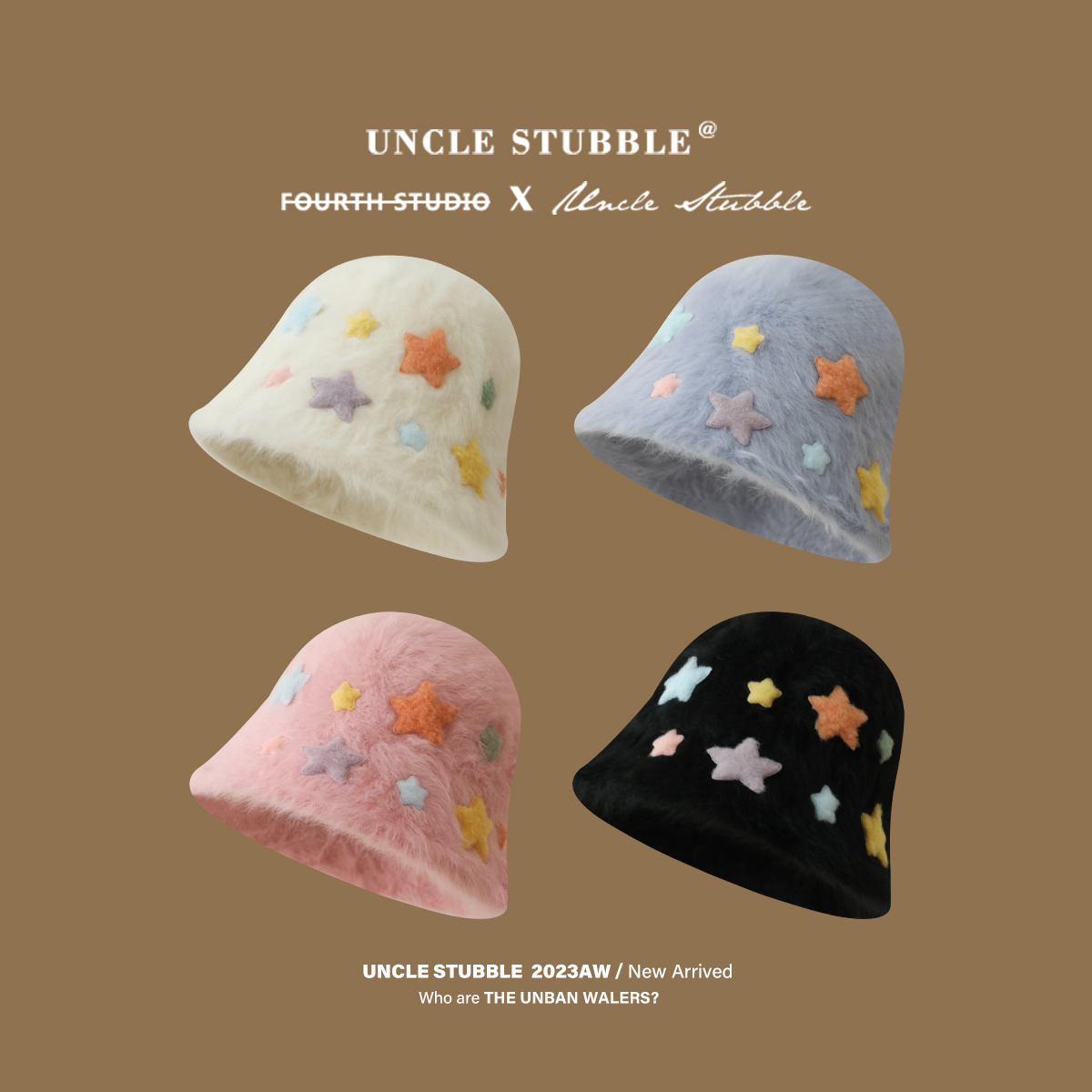 女生兔毛素颜水桶帽网红星星可爱圆顶盆帽韩版显瘦渔夫帽台灯帽冬