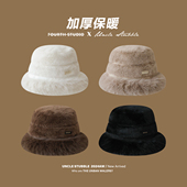 毛绒绒加厚保暖渔夫帽冬季 旅游氛围感包头帽女防寒护耳盆帽显脸小