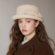 杏色蝴蝶结毛毡帽女秋冬气质平定小礼帽高级感小香风卷边羊毛盆帽
