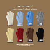 定制款 拼色手套女韩系ins风冬季 骑车保暖手套可触屏针织手套百搭