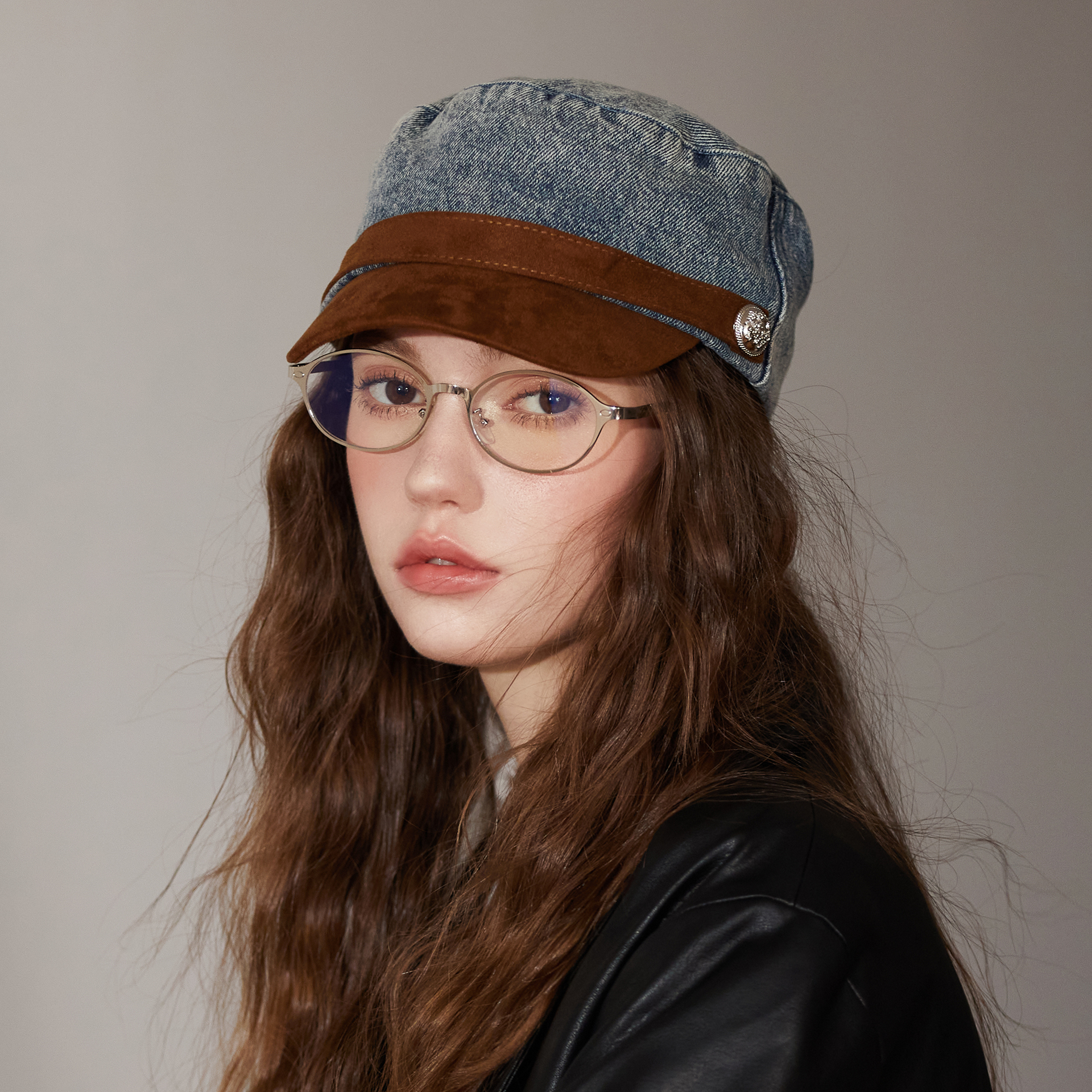 复古做旧小帽檐马术帽