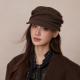 山本风毛呢报童帽秋冬保暖褶皱文艺平顶马术帽女显脸小百搭画家帽
