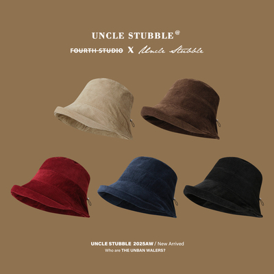 灯芯绒渔夫帽女大帽檐显脸小