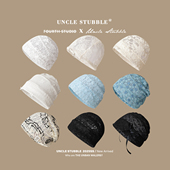 胡茬叔叔包头帽蕾丝闪片堆堆帽韩系花朵ins帽子夏季 出游套头冷帽