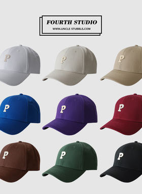 胡茬叔叔字母P硬顶棒球帽女韩版ins风休闲百搭高顶鸭舌帽男运动帽