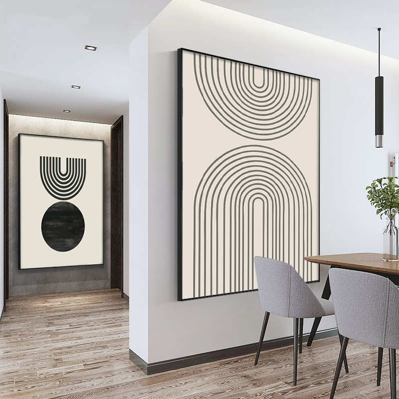 简约现代客厅装饰画几何抽象玄关楼梯走廊高端艺术挂画巨幅可定制图片