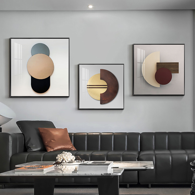 现代轻奢客厅装饰画沙发背景墙组合挂画玄关餐厅方形创意个性壁画图片