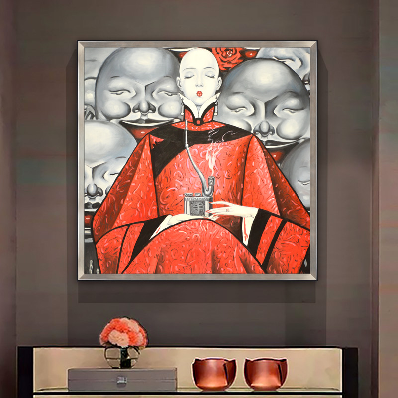 新中式客厅古典装饰画人物沙发背景墙餐厅墙壁玄关挂画过道壁画