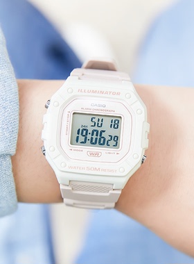 CASIO手表男款卡西欧女表卡西欧小方块运动屏显电子表W-218HC-4A2