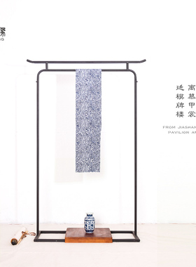 中式简约服装架民族风挂衣架禅意铁艺仿古服装陈列展示落地架定制