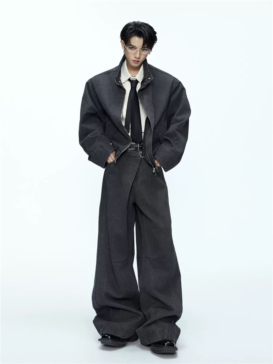 ArguE CulturE复古水洗廓形哈灵顿夹克外套百搭短款立领工装套装