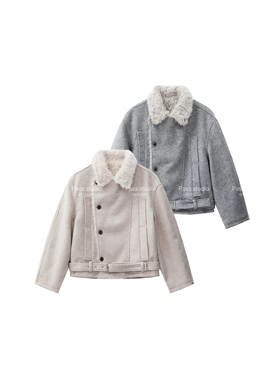 MADWITCH复古高级感双排扣毛领棉服男女冬季休闲羊毛混纺保暖外套