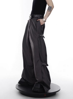 CulturE原创小众解构中性绑带微喇叭休闲裤男阔腿裤可调节西裤潮