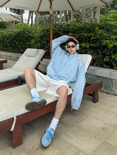 DBWDoublewin肌理感褶皱轻薄立领防晒外套男夏季舒适宽松百搭上衣