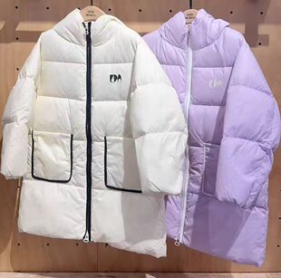 little moco专柜正品24冬装男女童连帽中长款羽绒服KBD4EINT04