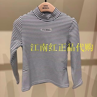 little moco童装26春装女童条纹半高领打底衫长袖T恤KBF1TEE029