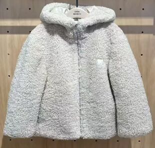little moco专柜正品24年冬男女童羊羔毛连帽外套KBD4COT002