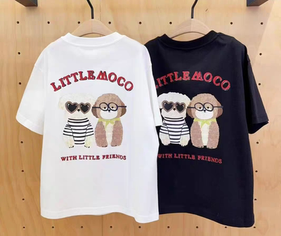 little moco专柜正品25年夏男女童半袖休闲圆领短袖T恤KBE2TEE011