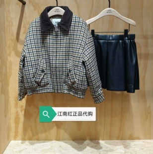 little moco童装25年冬款女童经典格纹长袖外套KBE4QJK011