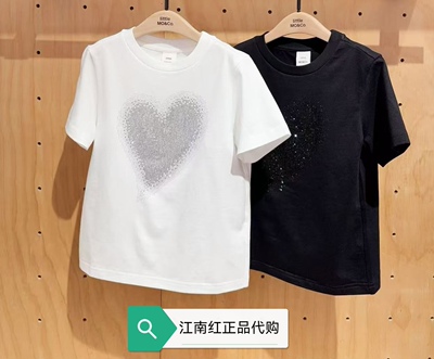 little moco童装2026年春装新款纯棉烫钻短袖T恤 KBF1TEE015
