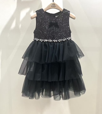 little moco童装26夏新款女童珠片绣蛋糕蝴蝶结连衣裙KBF2DRS007