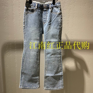 little moco童装25春新款女童亮钻牛仔裤儿童微喇叭裤 KBE1JEN011