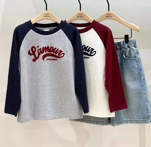 littlemoco 专柜正品26秋季新款男女童插肩抑菌纯棉t恤KBF3TEE007