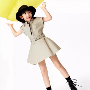 little moco童装2025夏季女童棉甜酷工装风连衣裙 KBE2DRS020
