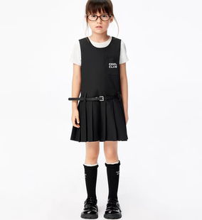 little moco童装25春新款女童无袖背心裙百褶连衣裙 KBE1DRS013