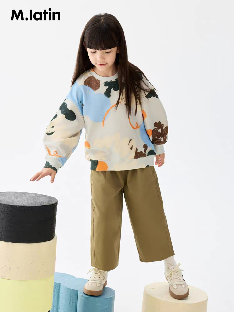 Mlatin马拉丁童装2025年秋款女童休闲卡通印花上衣卫衣125626534A