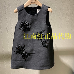 little moco童装25春装新款女童花朵珠片绣无袖连衣裙KBE1DRS008