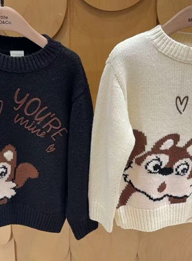 little moco专柜正品25年冬款男女童松鼠套头针织衫KBE4SWTT14