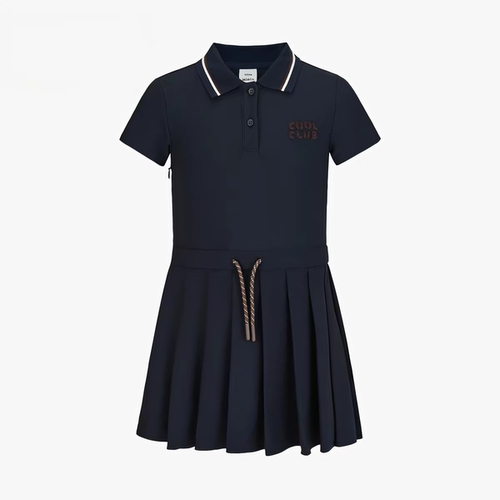 little moco童装秋新款女童学院风Polo领短袖连衣裙子 KBE3DRS029