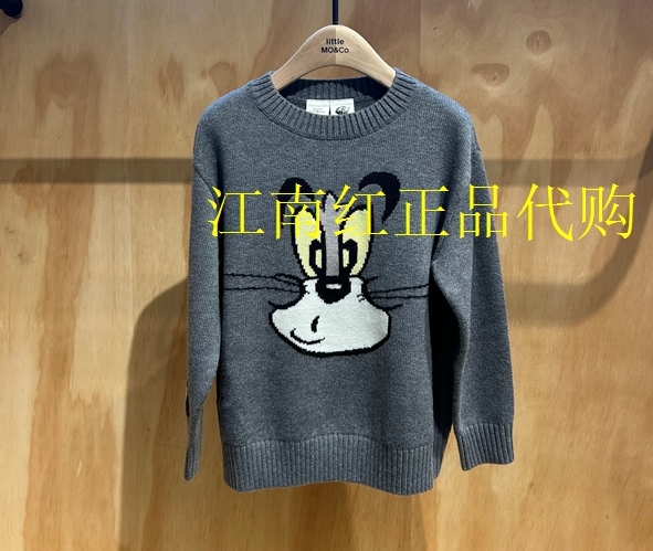 littlemoco专柜正品25年秋男女童毛衣圆领印花针织衫KBE3SWT012