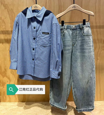 little moco童装2026年春装100%棉可拆卸连帽长袖衬衫 KBF1SHT005