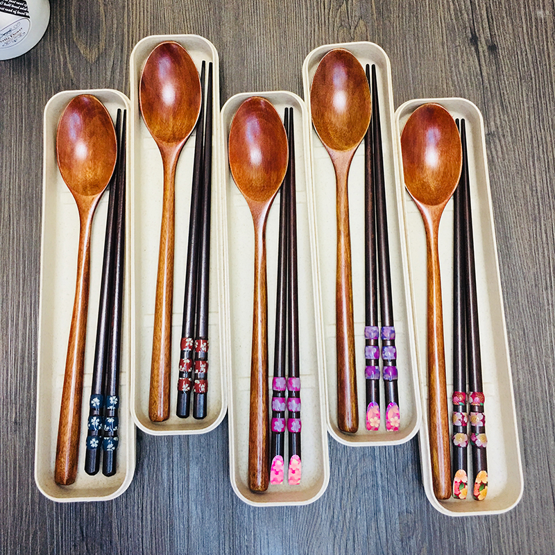 实木筷子勺子叉子日式盒装中式