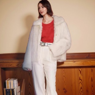 IRO PYRE 短款翻领皮毛一体女皮草外套两色帅气千金24秋冬季新款