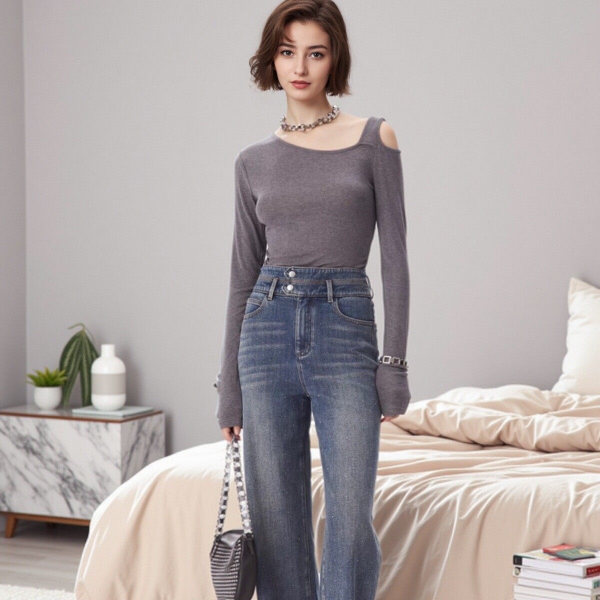 IRO pyre 斜肩长袖打底T恤纯色露肩含莱赛尔法式轻奢25春季新款