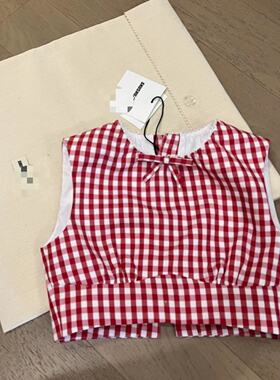 BMQ】玳购级 高定版 SHUSHUTON2024春季新款红白格子无袖短上衣