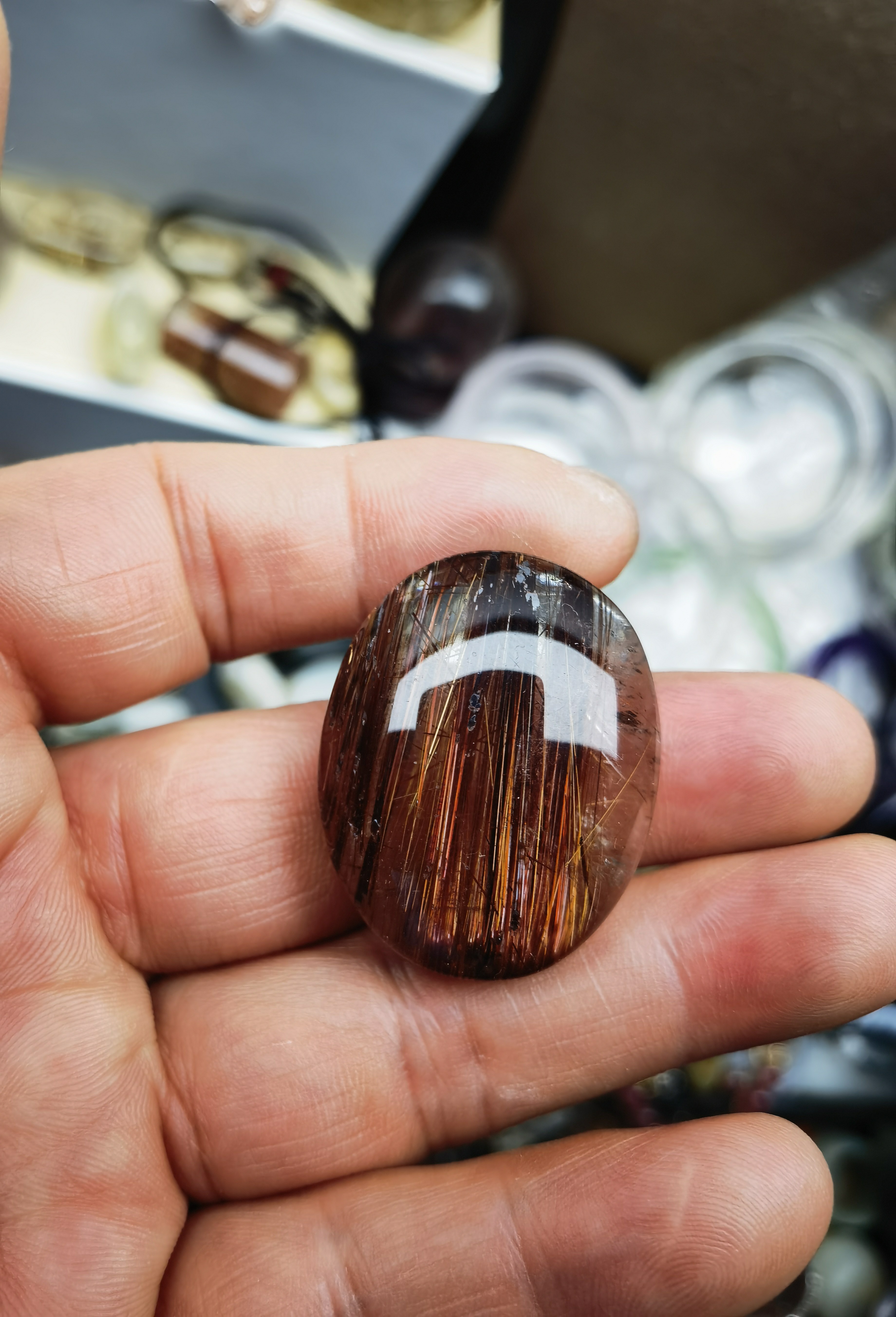 天然铜钛晶原石雕刻吊坠吊牌晶体通透颗颗板钛重19.9克一图一物