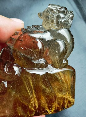 天然铜钛晶铜顺发原石雕刻貔貅摆件尺寸87.5*75.5*20重170.4克