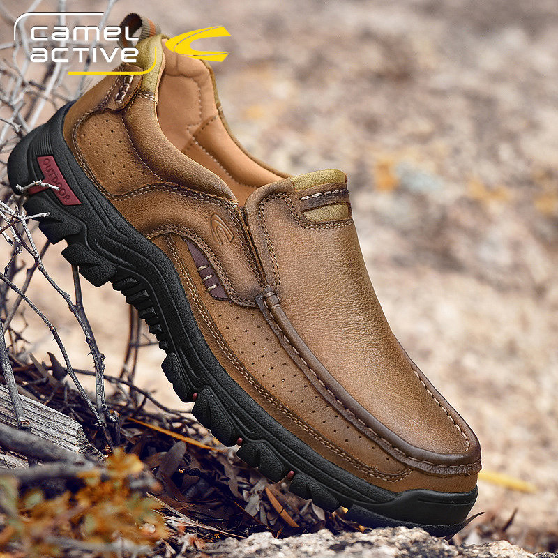 德国骆驼动感户外休闲皮鞋男真皮软底懒人一脚蹬中老年宽脚爸爸鞋,流行男鞋,休闲皮鞋,淘宝优惠券,粉丝福利购,淘宝优惠卷