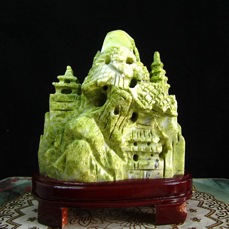 天然玉石摆件蓝田玉山水摆件花玉山水世外桃源玉石家居客厅摆件