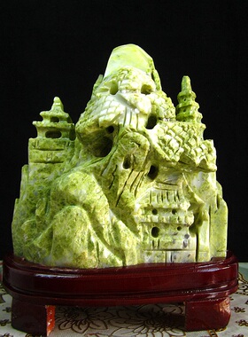 天然玉石摆件蓝田玉山水摆件