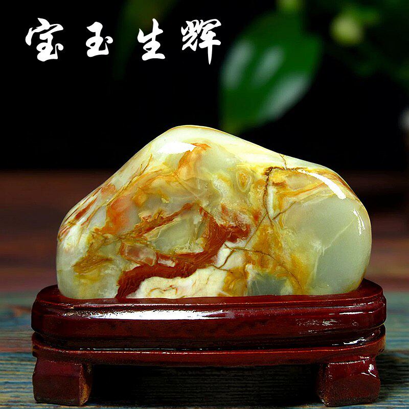 天然保真玉石阿富汗玉青玉装饰品客厅书房桌面工艺品招财风水摆件