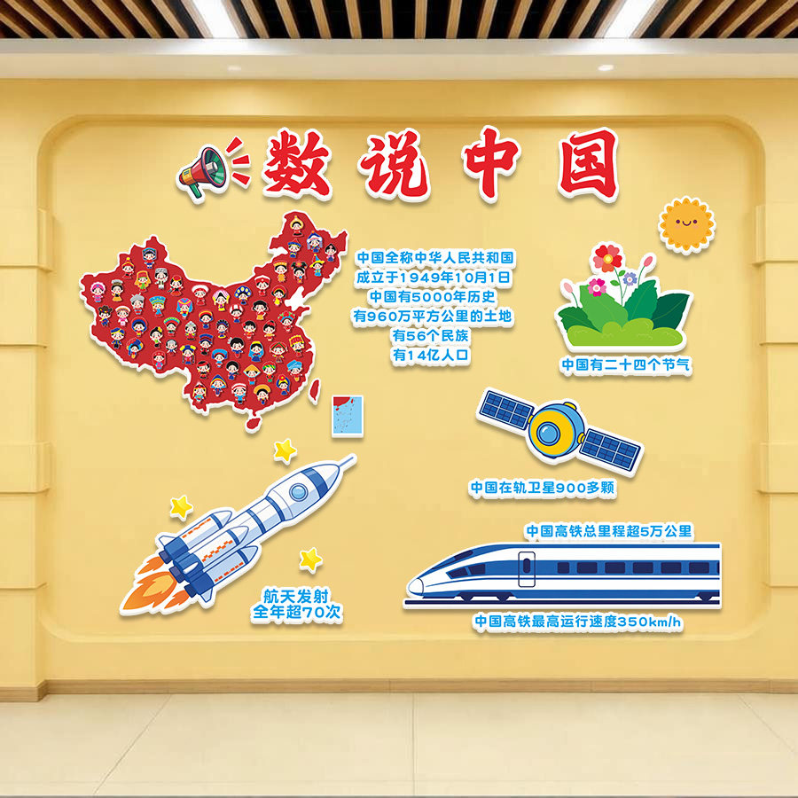 幼儿园中小学数说中国航天墙贴3D
